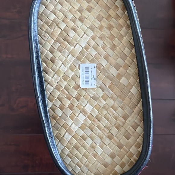 Vintage Style Woven Straw Patchwork Faux Leather Wooden Bag - Picture 10 of 12